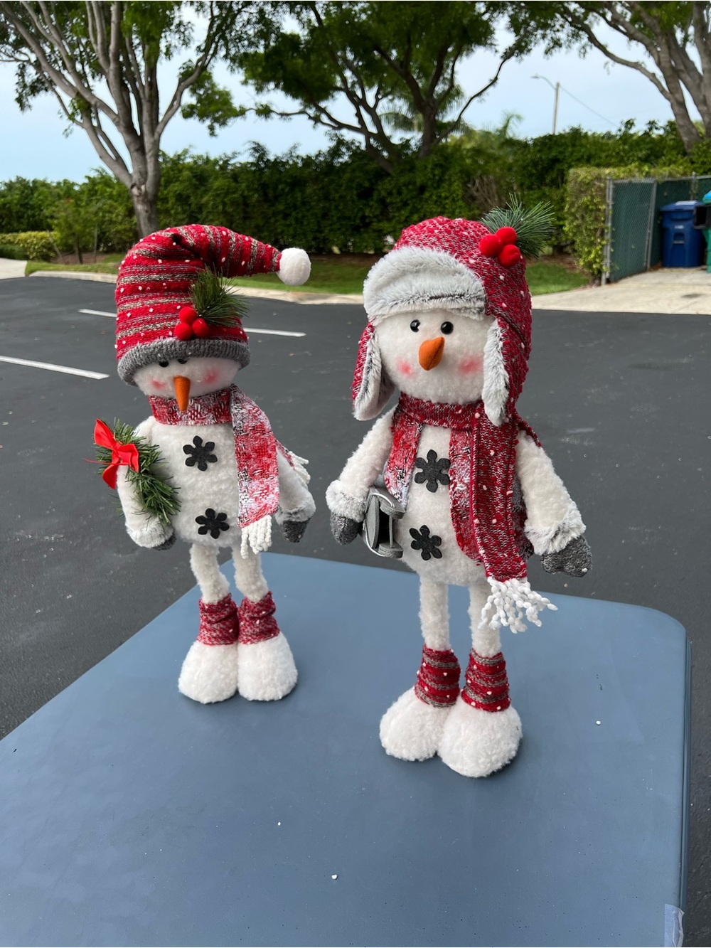 Pair of adorable girl and boy snowman